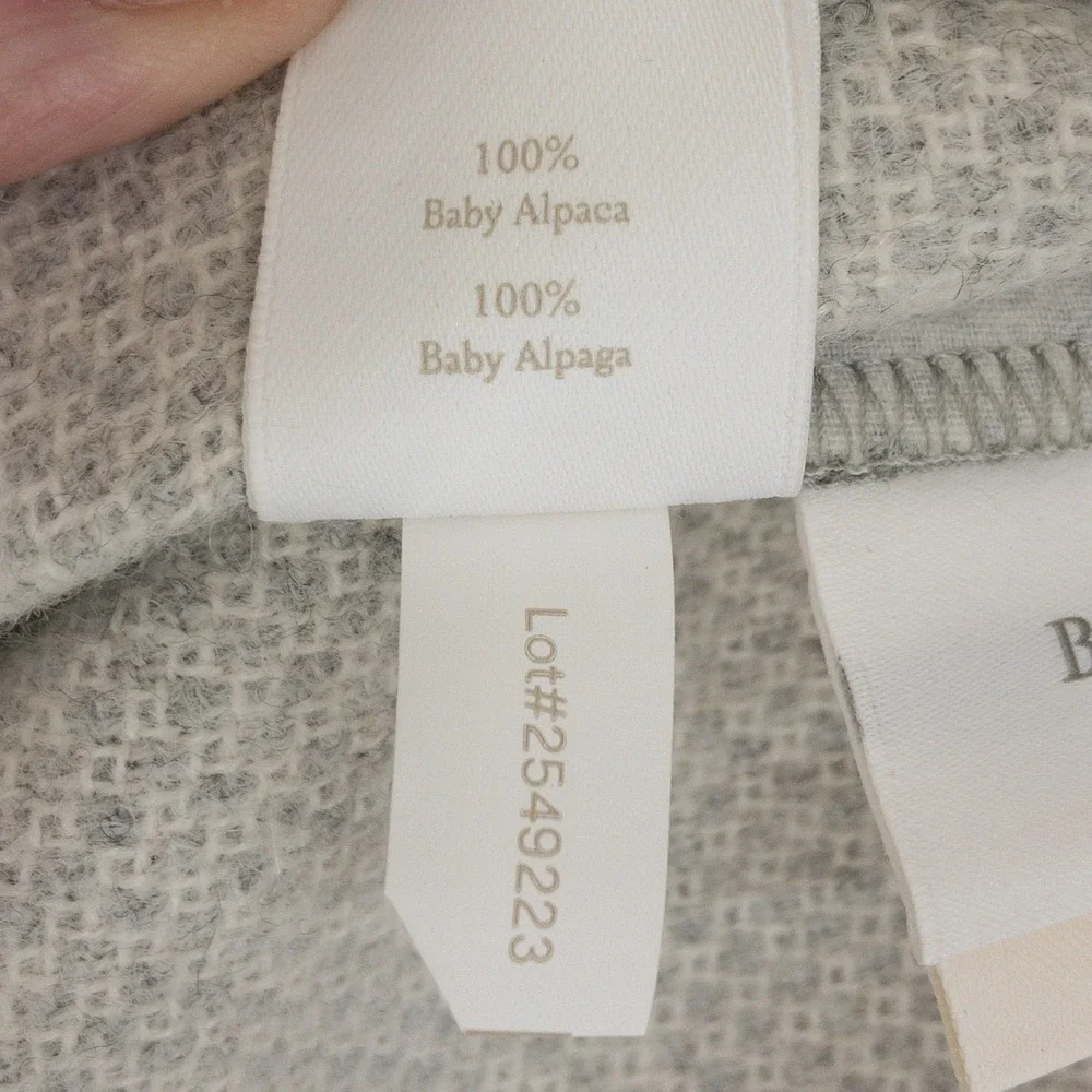 Boll & Branch Reserve Pin Check Decorative Pillow Cover 14x34 Grey‎ Baby Alpaca